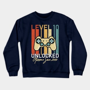 Level 10 Unlocked Awesome Since 2010 10th Birthday Gift Crewneck Sweatshirt